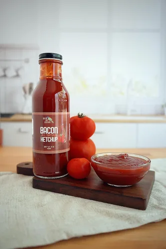 Vista 3 de Green Jay Gourmet Ketchup de tocino - Ketchup de tomate totalmente natural con pasta de tomate, tocino real y especias gourmet, no contiene