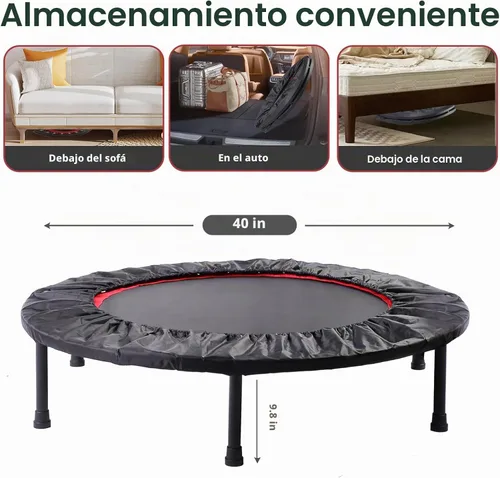 Vista 5 de Rebounder Trampoline for Adults, 40"/50" Foldable Spring Fitness Trampoline - 450 lbs Capacity, Quiet & Stable Indoor/Outdoor Exercise Equipment for
