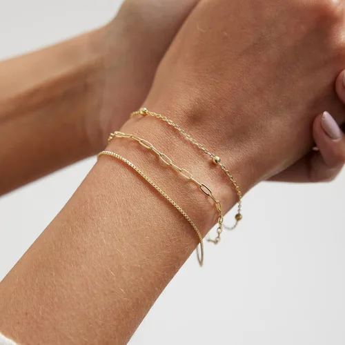 Vista 2 de Kyerlyn Pulseras de oro para mujer, juego de pulseras de oro de 14 quilates para mujer, delicada cadena de cuerda trenzada de espiga de espiga
