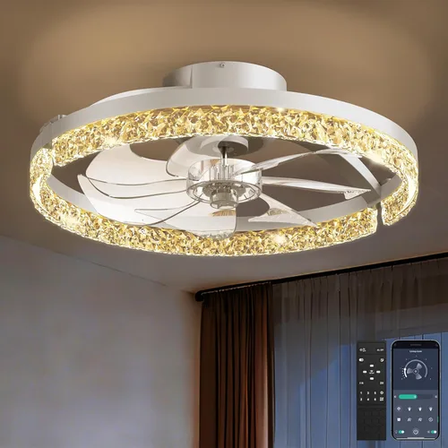 Vista 11 de Ventiladores de techo de 18 pulgadas con luces y control remoto Marfil