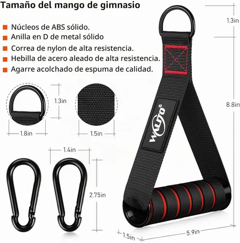Vista 2 de Manijas de Ejercicio WALITO, Reemplazo de Accesorios de Cable para Equipo de Gimnasio en Casa, Sistema de Poleas, Pilates, Bandas de Resistencia