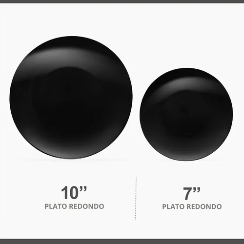 Vista 5 de Plasticpro - Juego de platos combinados de 32 piezas que incluye platos de 16 a 7 pulgadas y platos de 16 a 10 pulgadas de plástico negro