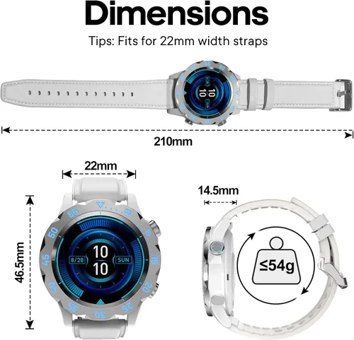 Vista 19 de KAVVO Oyster - Mini reloj inteligente Bluetooth de 1.1 pulgadas para mujer, pantalla AMOLED siempre encendida, bisel giratorio, rastreador