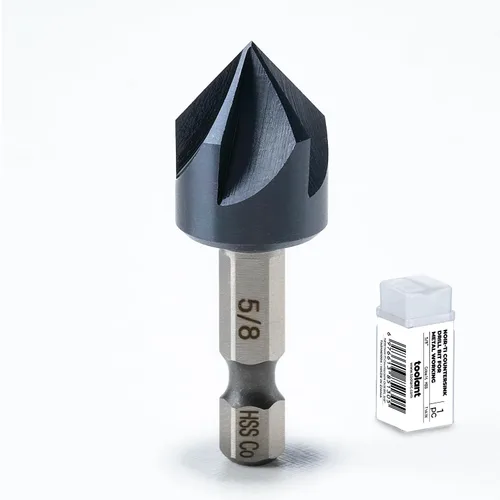 Vista 12 de toolant Broca Avellanadora de Cobalto Noir-Ti de 1/2" (Pro), Recubierta con Nitruro de Aluminio y Titanio con Vástago Hexagonal de Cambio Rápido