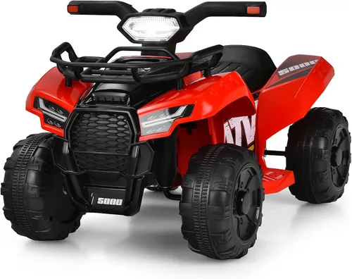 Vista 10 de Costzon Cuatrimoto para Niños, Vehículo Eléctrico de Batería de 6V Cuatro Ruedas Quad con Cesta de Almacenamiento, Faro, Bocina, Música, MP3 y USB