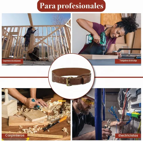Vista 6 de Style n Craft - Cinturón de trabajo de cuero de grano completo extra largo de 3 pulgadas de ancho, cinturón duradero y resistente, color marrón