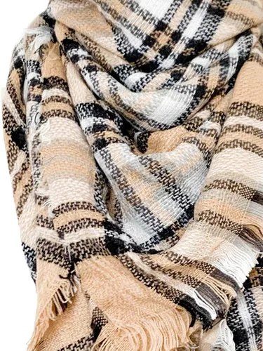 Vista 28 de Wander Agio - Bufanda envolvente con diseño a cuadros o triangular para mujer, cálida y larga, de punto, sensación de cachemira, chal