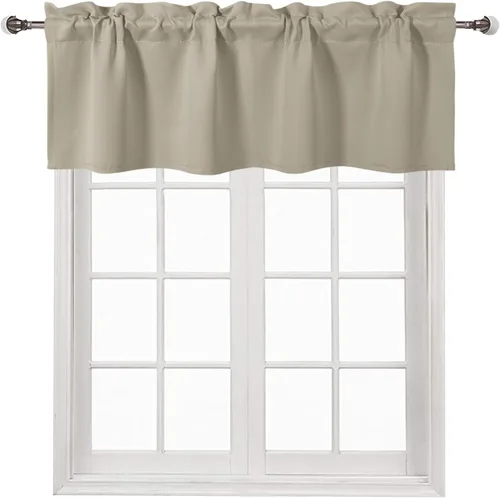 Vista 31 de DWCN Cenefa para ventana de cocina, con bolsillo para barra, para ventana, sala de estar/sótano, 36 x 16 pulgadas de largo, 1 panel, beige