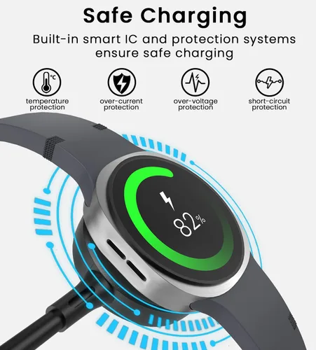 Vista 3 de Paquete de 2 cargadores USB compatibles con Samsung Galaxy Watch 8/8 Classic 7/6/6 Classic/5 Pro/5/4/3/FE/Ultra 2025/2024/Active 1/2 cable de carga