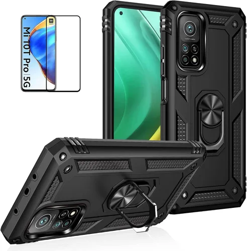 Vista 17 de Funda para Xiaomi POCO X3 NFC /X3 Pro con protector de pantalla, armadura de protección militar híbrida resistente a prueba de golpes, funda Negro