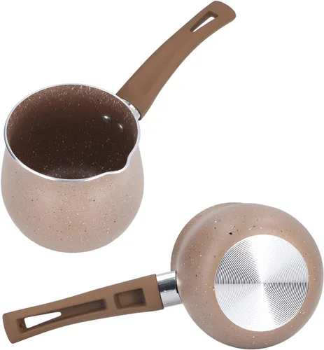 Vista 9 de Sartén pequeña con tapa, olla antiadherente de 1.5 cuartos de galón, calentador de mantequilla de un solo mango y olla de café, compatible