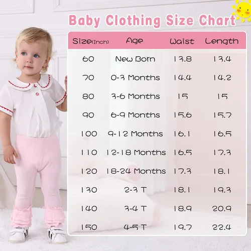 Vista 6 de Dalukit Baby Pants Leggings Baby Boy Girl Pants Toddler Boy Girl Pants Leggings Newborn Pants Ribbed Straight Bottoms 5 Packs