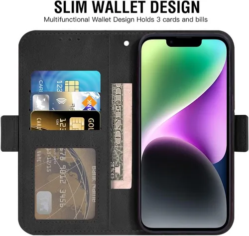 Vista 3 de Asuwish Funda compatible con iPhone 14 de 6.1 pulgadas y protector de pantalla de vidrio templado, soporte de ranura para tarjetas, soporte
