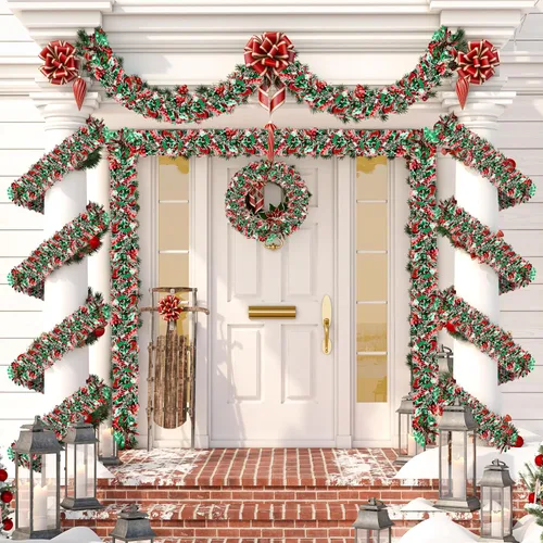 Vista 7 de Guirnalda de oropel de Navidad de 50 pies, guirnalda gruesa de oropel para decoración del árbol de Navidad, guirnalda metálica trenzada de oropel