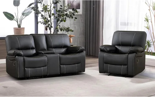 Vista 17 de EBELLO Silla reclinable manual de piel sintética, con respaldo cómodo y respaldo reclinable, muebles de primera calidad para sala de estar, muebles