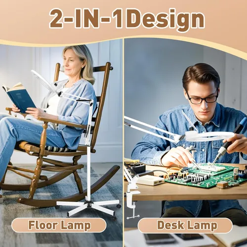Vista 6 de HITTI 10X - Lupa esteticista de luz, color blanco 2200 lúmenes, regulable continuo, base rodante de 5 ruedas, lámpara Mag iluminada con LED
