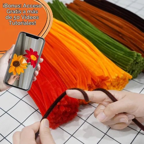 Vista 3 de Limpiadores de tuberías de color otoño, 500 piezas, 6 tallos de chenilla surtidos Esquema de color de otoño