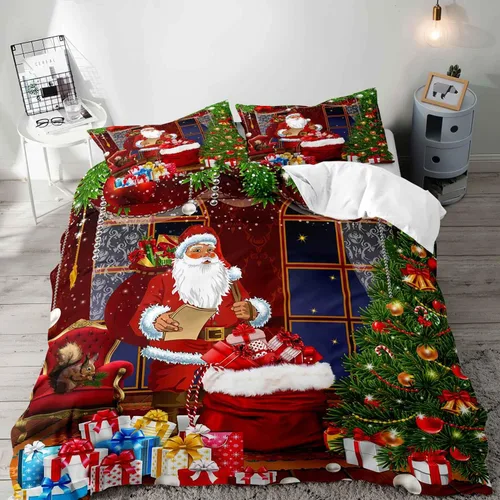 Vista 40 de LUVIVIHOME 2 piezas de funda de edredón de Navidad, juego de ropa de cama individual, ropa de cama rústica de cabaña, colcha de Navidad y Día