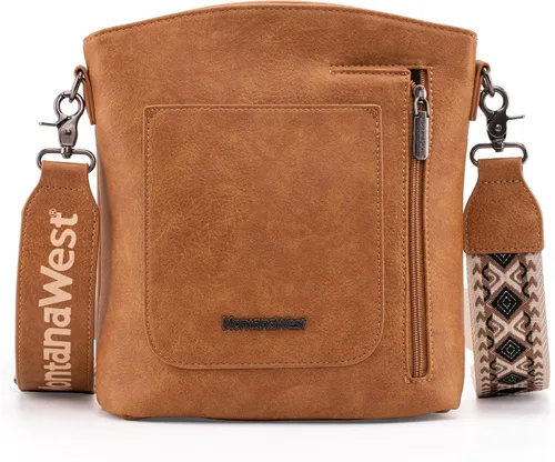 Vista 2 de Montana West Bolso cruzado grande con bolsillo con cremallera múltiple con correa de guitarra
