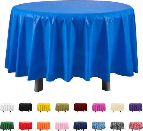 Vista 31 de Eleclassi Negro Paquete de 12 Manteles Redondos de Plástico Desechables Premium - Manteles de Mesa de Plástico Redondos de 84 Pulgadas para Fiestas