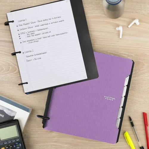 Vista 8 de Five Star Flex - Cuaderno recargable + aplicación de estudio, papel rayado universitario y carpeta de anillos TechLock de 1-1/2 pulgadas
