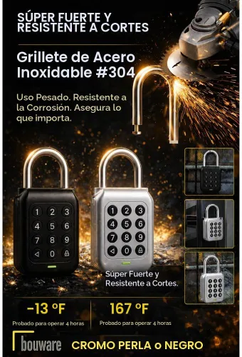 Vista 4 de Smart Padlock Alpha1 - Candado electrónico resistente, resistente a la intemperie, teclado digital, cerradura de botón con código, uso en exteriores