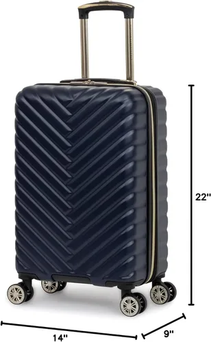 Vista 9 de Kenneth Cole REACTION Madison Square - Equipaje rígido expandible con estilo de Chevron para mujer, Azul marinoflor y brillo, 20-Inch Carry On