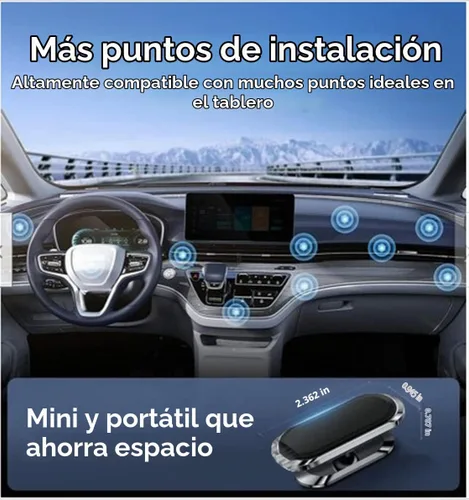 Vista 5 de Soporte magnético para teléfono de coche, 2 unidades, rotación de 360°, apto para teléfonos inteligentes generales