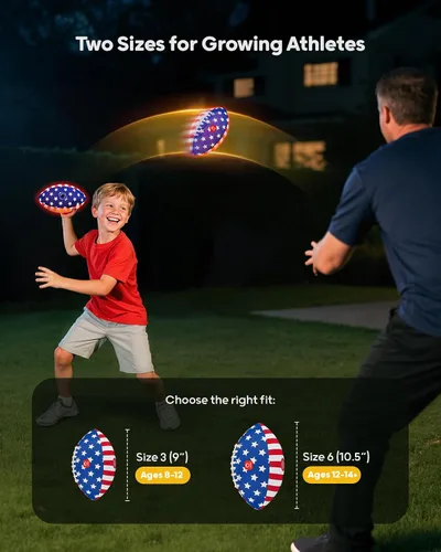 Vista 4 de QPAU Fútbol que brilla en la oscuridad, fútbol juvenil iluminado con bomba y baterías, juguetes y juegos al aire libre para niños y niñas, regalo