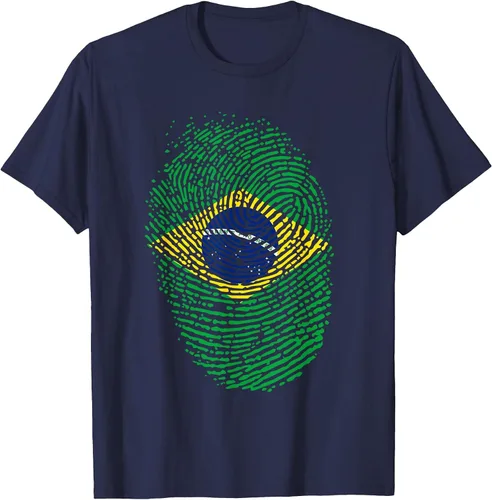 Vista 28 de Camiseta patriótica de la bandera brasileña con huella dactilar Asphalt Grey