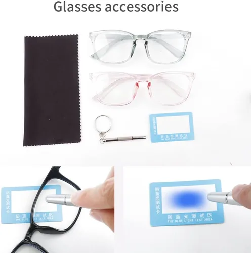 Vista 5 de Gafas de luz azul para mujeres y hombres, paquete de 2, anteojos de luz azul, anteojos cuadrados de bloqueo de luz azul a la moda, anteojos verdes