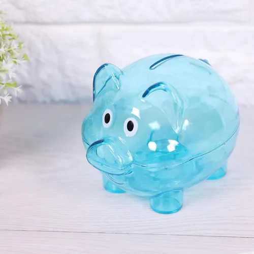 Vista 5 de Omabeta Banco de dinero de plástico para cerdos, caja de ahorro, alcancía, bonita alcancía, caja de dinero de plástico para niños, niñas, decoración