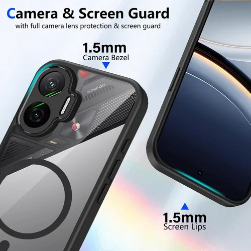 Vista 496 de Funda magnética transparente compatible con Xiaomi 17T, color negro 2 en 1 PC + TPU cubierta de teléfono a prueba de golpes, carcasa protectora