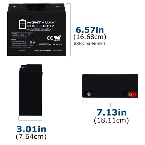 Vista 2 de Mighty Max Battery Batería de rosca interna SLA de 12V 18AH para Schumacher PSJ-4424