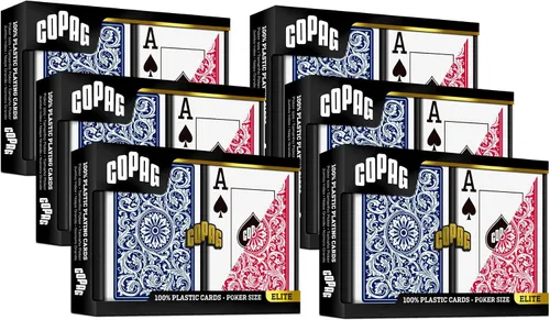 Vista 10 de Copag 1546 Design - Juego de cartas 100% de plástico, tamaño de póquer (estándar) rojo/azul (índice jumbo, 1 juego)