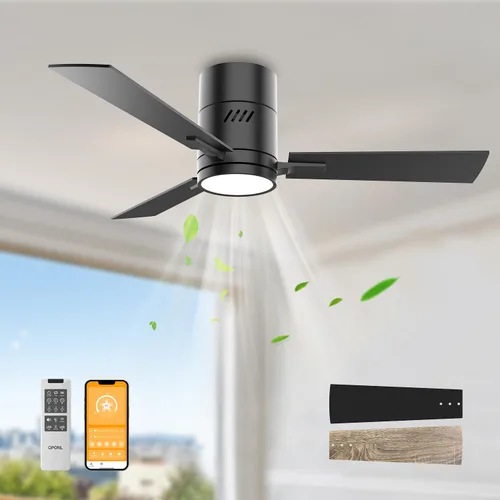 Vista 18 de OPONL 42 inch Low Profile Ceiling fan with Light and Remote Control Negro