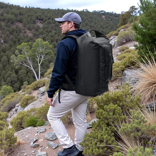 Vista 7 de Haimont Mochila enrollable 100% impermeable de gran capacidad IPX7, bolsa seca con bolsillos y válvula de aire, kayak, campamento, 60/100L