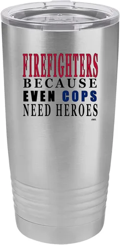 Vista 8 de Rogue River Tactical Funny Firefighter Even Cops Need Heroes - Taza de viaje de 20 onzas con tapa aislada al vacío del Departamento de Bomberos FD