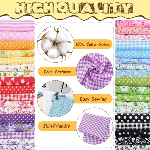 Vista 3 de Macarrie 35 piezas de tela de retazos de tela 100% algodón para coser acolchados, paquetes de cuadrados estampados florales, suministros de costura