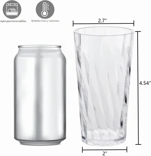Vista 3 de vasos de plástico irrompibles, juego de 8, vasos de plástico a prueba de roturas, vasos de plástico transparentes, vasos de plástico de 10 oz, aptos