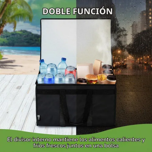 Vista 3 de TRUE NORTH Bolsa Térmica para Entrega de Alimentos con Divisor (23"x15"x14") - Bolsa Calentadora de Alimentos Uber Eats - Bolsas de Pizza