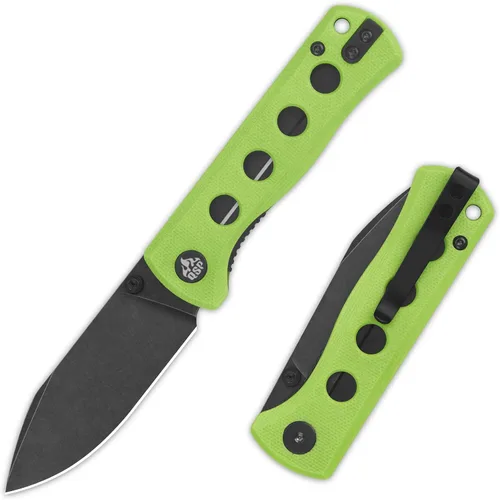 Vista 13 de QSP Canary Folder - Cuchillo plegable de bolsillo, hoja de 7.21 cm Sandvik 14C28N con acabado negro lavado a la piedra, mango G10 negro, bloqueo