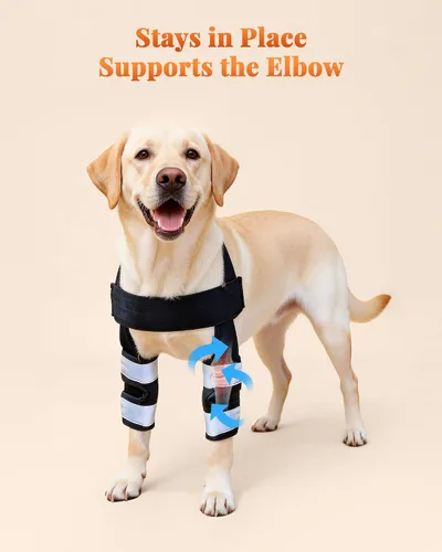 Vista 7 de Petanims Soporte de pierna delantera para perro, soporte de rodilla/carpalo/muñeca para perros, codo ajustable con soporte para el hombro, protector