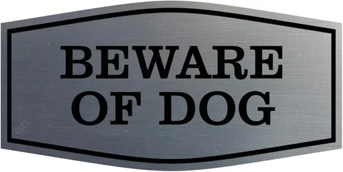 Vista 41 de All Quality Fancy Beware of Dog Letrero Material duradero Señales de seguridad para el hogar Fácil de instalar (negro/oro), mediano, 1 paquete