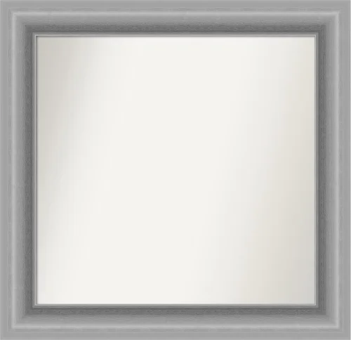 Vista 211 de Amanti Art Espejo de baño plateado para sobre fregadero, 26 x 26 pulgadas, espejo cuadrado de níquel pulido, marco de madera tradicional mediano, se