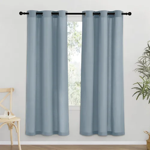 Vista 174 de NICETOWN - Cortinas de lino angora para ventana de cocina sobre el fregadero, con ojales, lino grueso angora, tratamientos cortos para ventanas