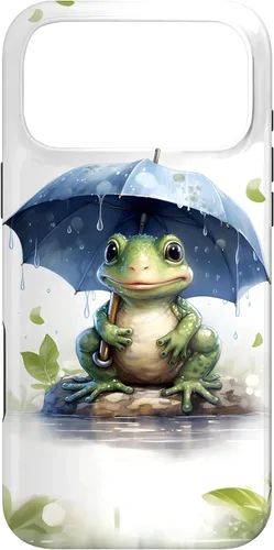 Vista 22 de Cute Green Frog with Umbrella in The Rain Case for iPhone 17