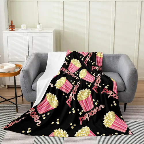 Vista 20 de Manta de felpa con diseño de palomitas de maíz, para niños, niñas, adolescentes, cine para todas las estaciones, manta de cama transpirable a