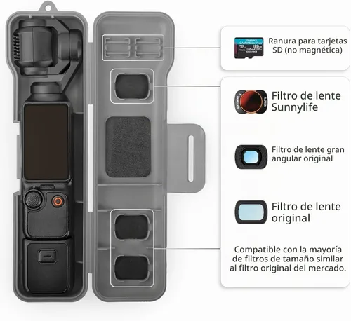 Vista 5 de Funda protectora con cordón compatible con Osmo Pocket 3 Funda de protección completa de plástico Funda de transporte de viaje para bolsillo 3