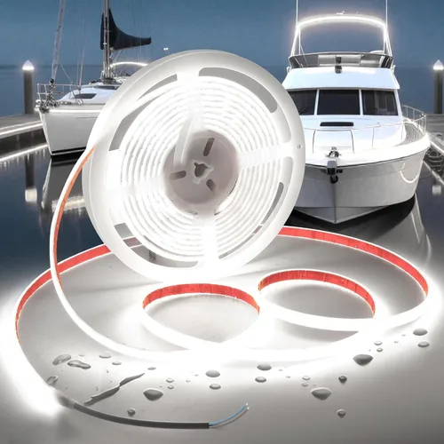 Vista 13 de Tiras de Luces LED COB Luz Azul, 12V 32.8 pies IP67 Impermeable Alto CRI 95Ra+ Súper Brillante, Luces Flexibles para Barco para Pesca Nocturna